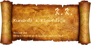 Kundrák Kleofás névjegykártya